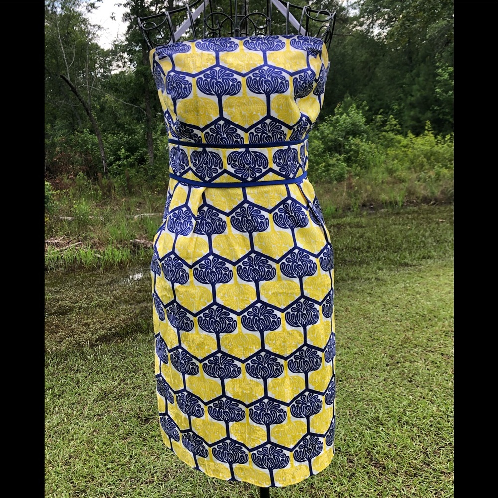 Yellow Blue Strapless Dress Jade Melody Tam Dress